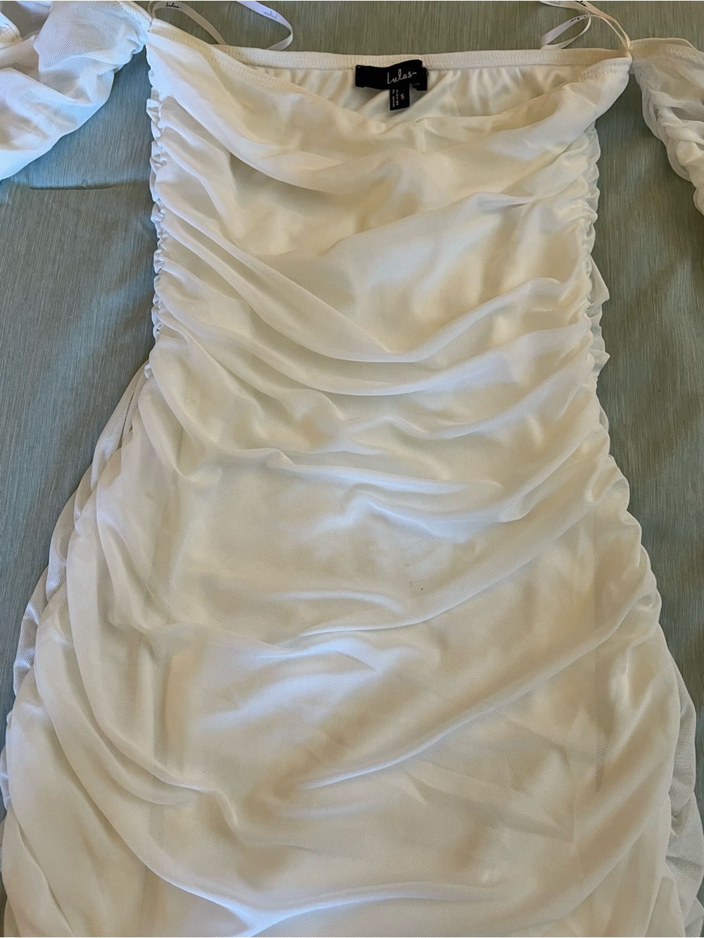 Lulu's White Strapless Ruched Midi Dress - Picture 6 of 15